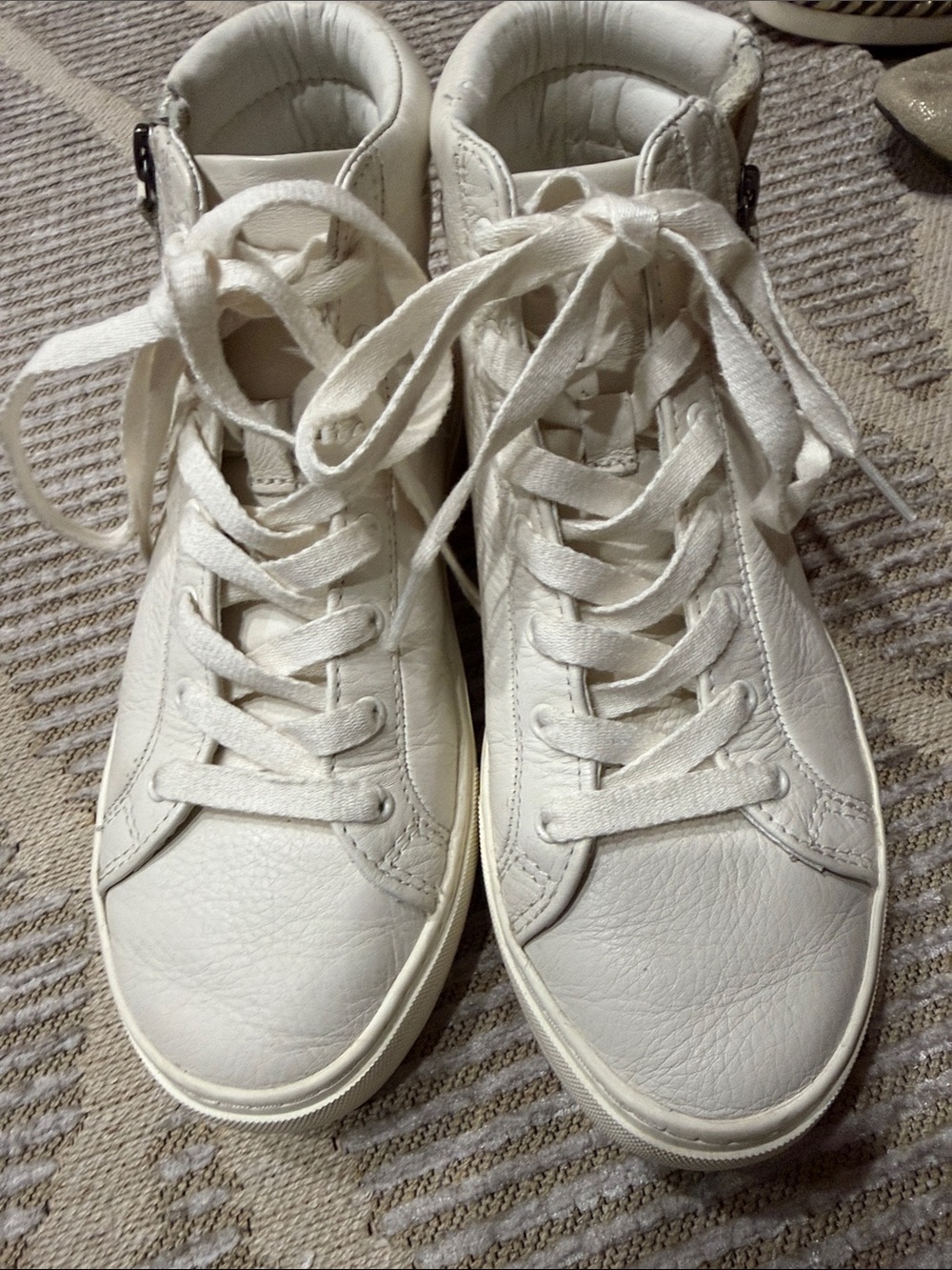 Women's White High-Top Leather Sneakers
